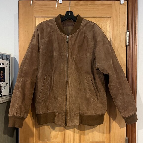 Genuine Leather Suede Bomber Jacket - Picture 1 of 2